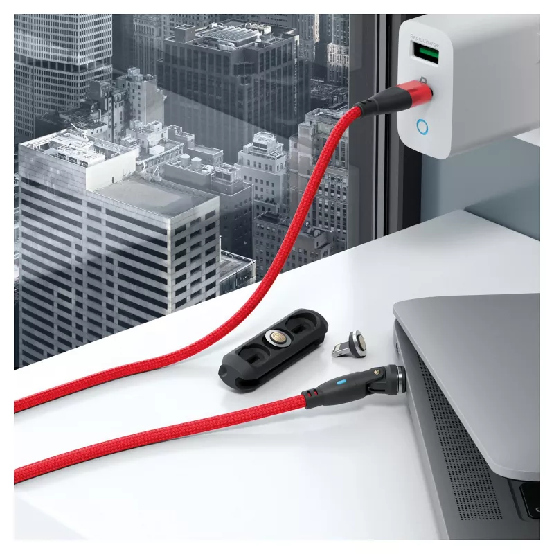 USB-Kabel RealPower MagneticCharge 100 1m USB-C Rot Schnellladung