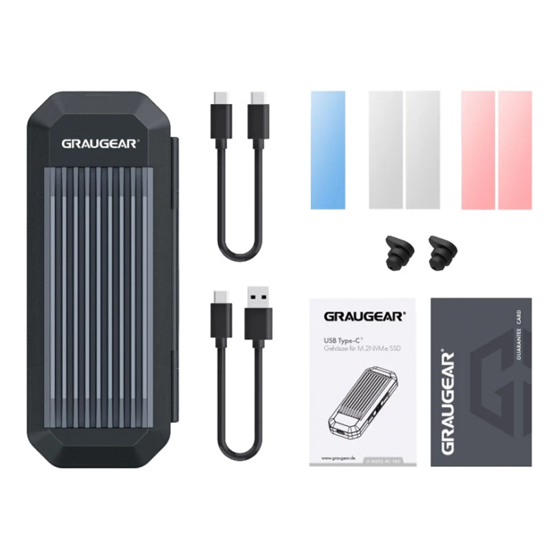 SSD-Gehäuse GRAUGEAR G-M202-AC-10G Schwarz M.2