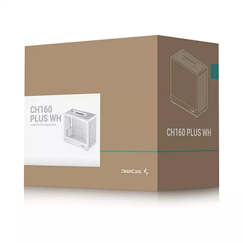 Computergehäuse DeepCool CH160 PLUS WH Small Form Factor weiß, microATX, gehärtetes Glas, USB-C