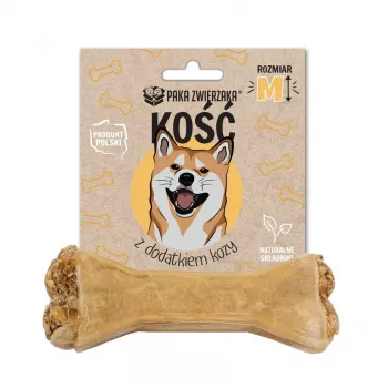 Hundekauknochen PAKA ZWIERZAKA Bone mit Ziege M 12 cm 55 g — Zahnpflege-Kauknochen für ausgewachsene Hunde, gluten- und zuckerfrei