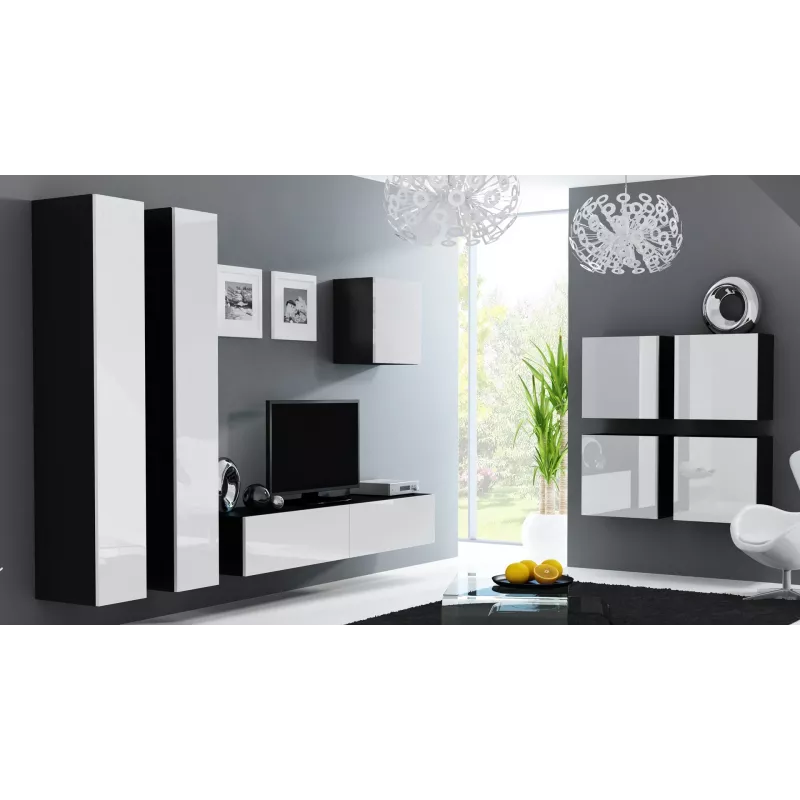 Cama geschlossen Schrank VIGO '180' 180/40/30 weiß/schwarz glänzend