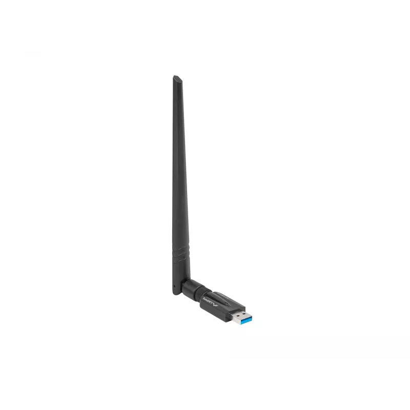 Interne WLAN-Karte LANBERG NC-1200-WIE — Dualband-USB-WLAN-Adapter, RTL8812BU, bis zu 1200 Mbit/s, externe 2x2 Antennen (5 dBi), schwarz