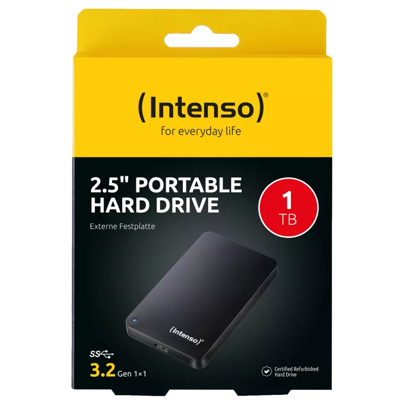 Tragbare Festplatte 1 TB refurbished, externe Festplatte (schwarz)