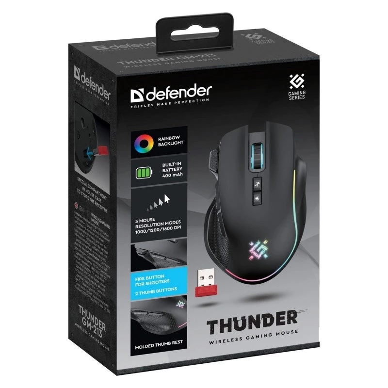 MAUS DEFENDER GM-213 THUNDER RF 1600dpi 8P SCHWARZ