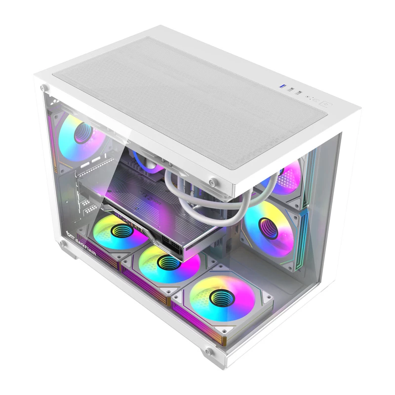 Computergehäuse DarkFlash B275 PRO (weiß) mit 6 Lüftern