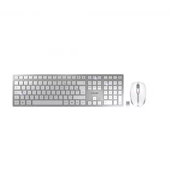 CHERRY DW 9100 schlank Tastatur Maus enthalten Universal RF Wireless + Bluetooth AZERTY Französisch Silber