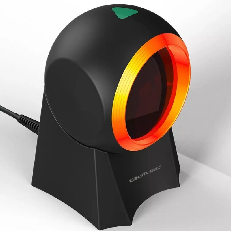 Kabelgebundener Desktop-Barcodescanner QOLTEC 50857 – 1D/2D, USB, ABS-Gehäuse, schwarz, 1,75 m Kabel