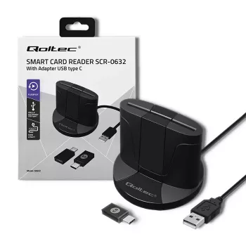 Smart Card Reader Qoltec 50632 USB 2.0 Schwarz 1m Kabel
