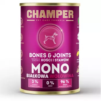 CHAMPER Bones & Joints Monoprotein Beef - Nassfutter für Hunde - 400g