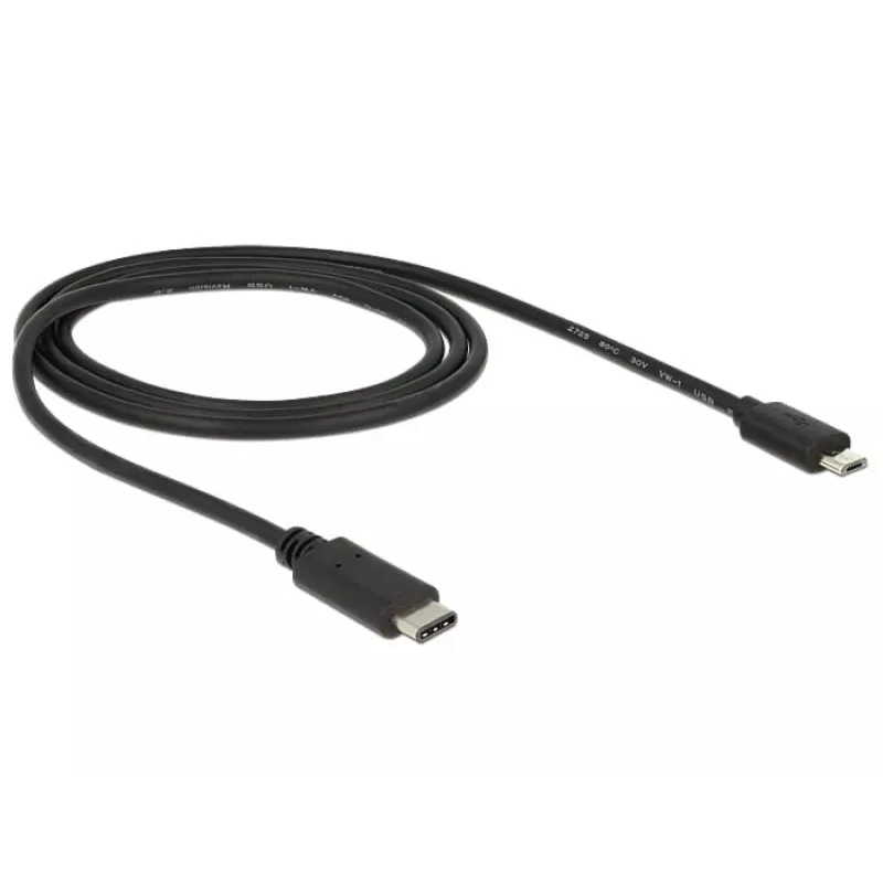 DeLOCK - USB-Kabel - 5-polig Micro-USB Typ B (M) - 24-polig USB Typ C (M) - 1,0 m (USB 3.1) - Schwarz (83602)