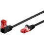 Goobay CAT 6 Patchkabel 1x 90° abgewinkelt, U/UTP, Schwarz, 1 m - Rastnase oben, CCA-Kupfergemisch (51515)