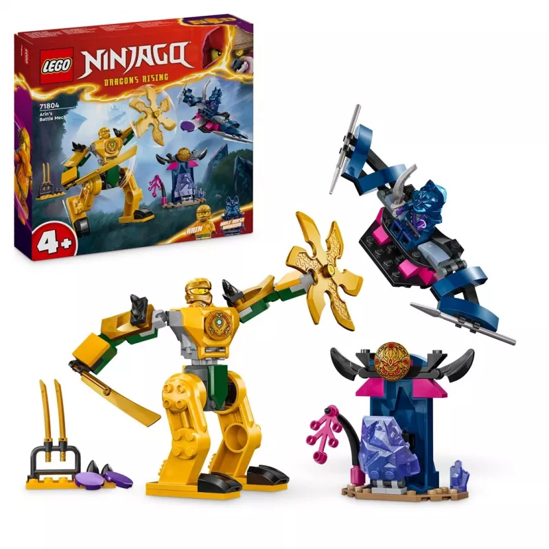 LEGO NINJAGO Arins Kampf-Mech Actionfigur Ninja-Spielzeug für Jungen und Mädchen ab 4 Jahren, Dragons Rising Set mit Arin Minifigur und Mini-Kata