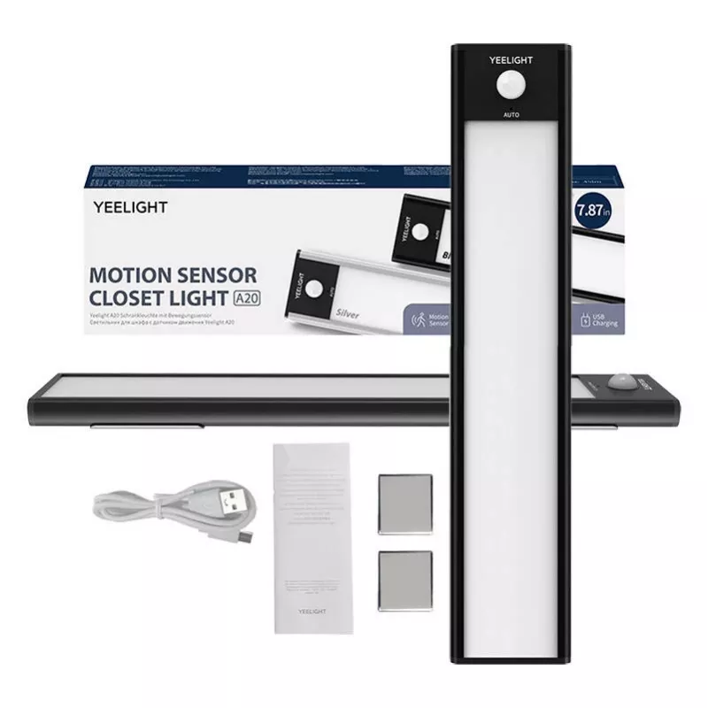Schranksensorleuchte Yeelight A20 20 cm 1,2 W — batteriebetriebene PIR LED, 100 lm, 4000 K, USB-C wiederaufladbar