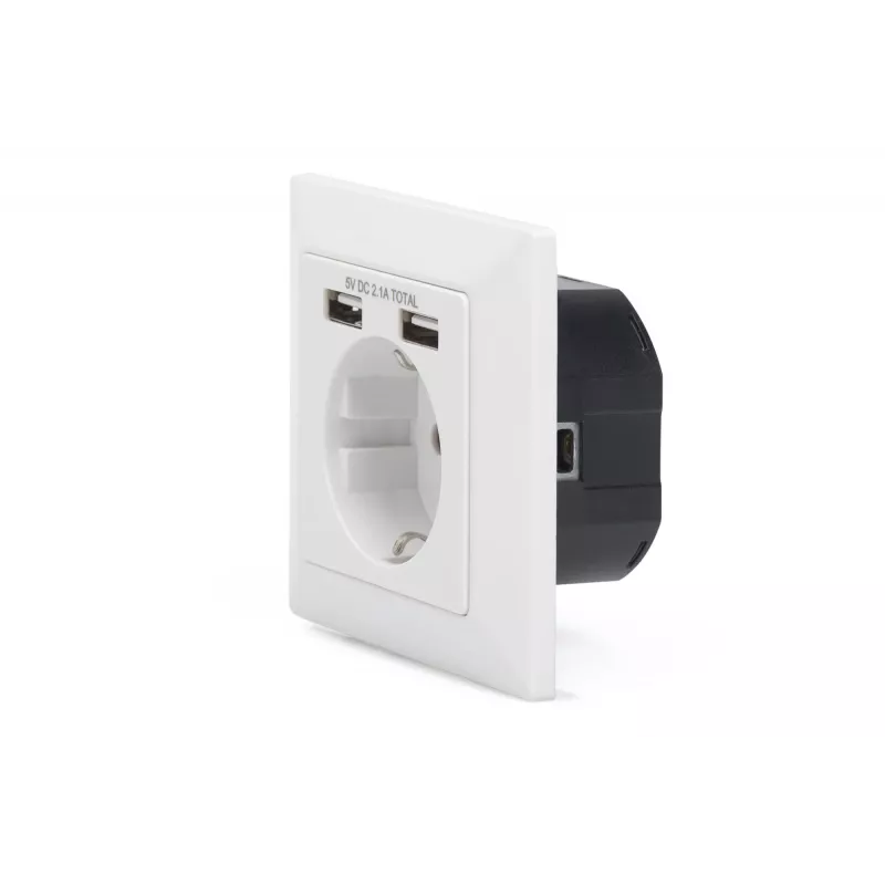 Sicherheitssteckdose für Unterputzmontage Digitus DA-70613 mit 2 USB-Anschlüssen