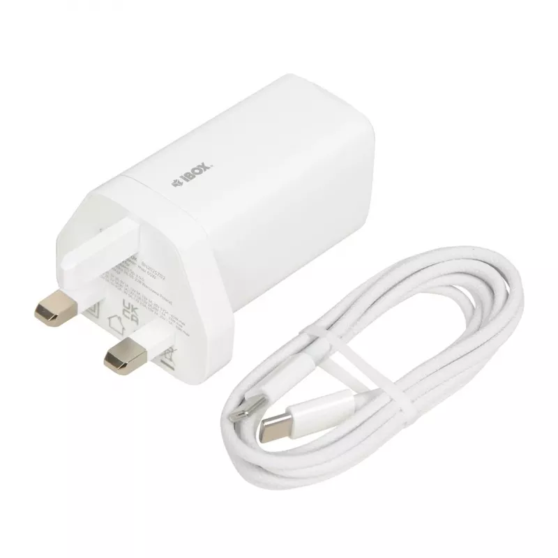 iBOX C-65 Weiß, GaN 65W Universal-Ladegerät UK-Stecker