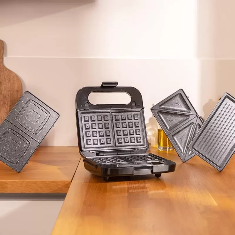 Cecotec Sandwichmaker | Rock’nToast 4in1 | 1000 W | Anzahl der Platten 4 | Schwarz