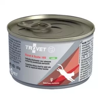 Nassfutter für Katzen TROVET Renal & Oxalate RID Lamb 100 g — Veterinärdiät für ausgewachsene Katzen, Unterstützung der Nierenfunktion und Reduzierung von Oxalatsteinen