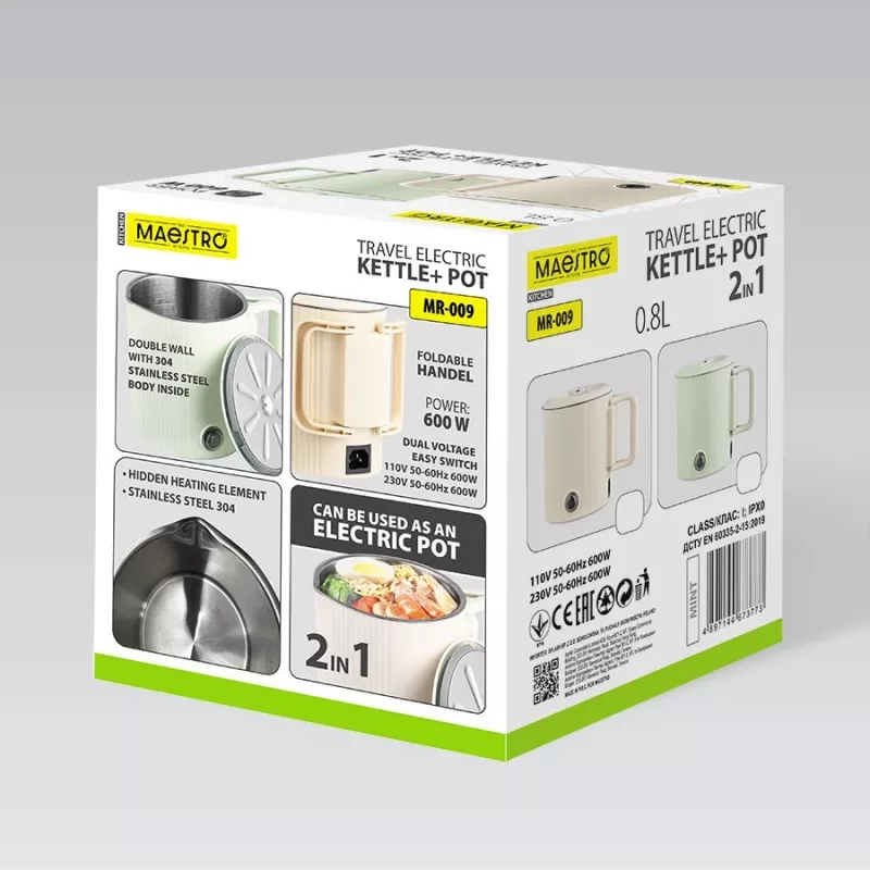 Elektrischer Wasserkocher Maestro MR-009 0,8 L 600 W Reisetopf, beige