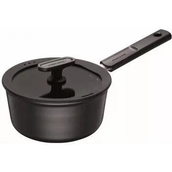 Stieltopf Fiskars Hard Face 2,5 L mit Deckel — 2,5 L Fassungsvermögen, Edelstahl-Kochtopf