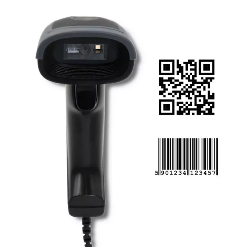 Hand-Barcodeleser QOLTEC 50863 — 1D/2D-Scanner, USB kabelgebunden, LED-Sensor, Schwarz, 5V, 1,8 m Kabel