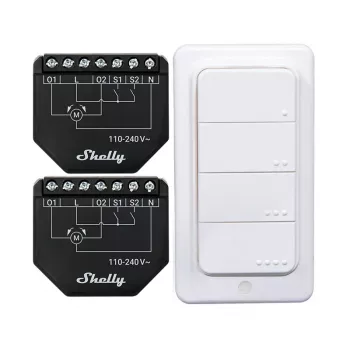 Shelly WiFi Controller Set Shutter BLU RC Button 4 — smartes Relais für Rollläden und Jalousien