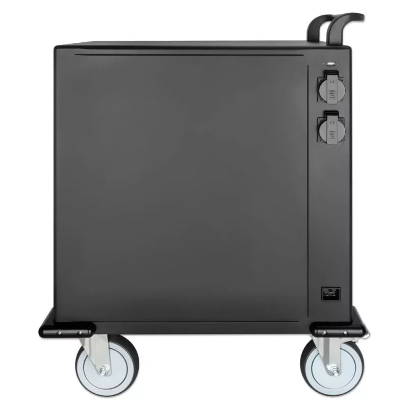 Manhattan iPad bis 13 Zoll, MacBook Air bis 13 Zoll & Chromebook bis 14 Zoll 32-Fach Lade-Wagen/Trolley über USB-C, Auch andere Tablets/Smartphones (mit Gerät-zu-USB-C-Kabel), Fächer 330x22x235 mm, Geräteladekabel nicht enthalten (empfohlen USB-C-Kabel 35