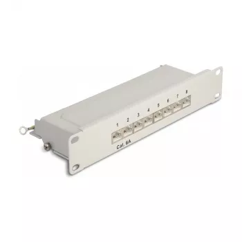 DeLOCK 10 Zoll Patch Panel 8 Port Cat.6A 1U grau