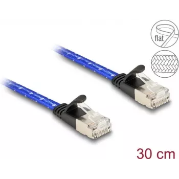 Netzwerkkabel DeLOCK RJ45 Flach Cat.6A 0,3m Blau