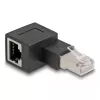 DeLOCK RJ45-Stecker auf RJ45-Buchse Adapter Cat.6A 90° links abgewinkelt Schwarz