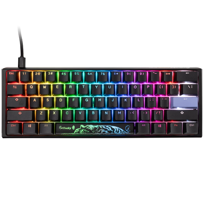 Ducky One 3 Classic Schwarz/Weiß Mini Gaming-Tastatur, RGB-LED - MX-Speed-Silber (US) (DKON2161ST-PUSPDCLAWSC1)