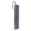 Gembird A-CM-COMBO9-01 USB Type-C 9-in-1 Multi-Port-Adapter (USB-Hub + HDMI + VGA + PD + Kartenleser + LAN + 3,5 mm Audio), Space Grey