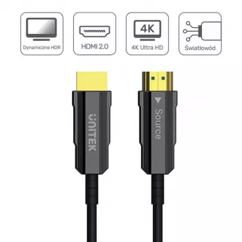 Optisches HDMI-Kabel Unitek C11092ASL01 4K 60Hz (HDMI 2.0, 20 m, Stecker–Stecker, schwarz)