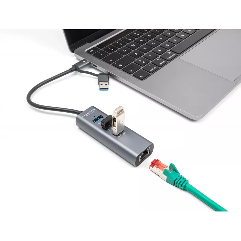 DeLOCK 64282 Laptop-Dockingstation & Portreplikator Kabelgebunden USB 3.2 Gen 1 (3.1 Gen 1) Type-C Grau (64282)