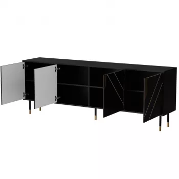 Chest of drawers cama meble Cama 4D MOUNTAIN 204x40x72 cm — Schwarz & gold, MDF/particle board