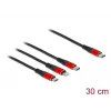 USB-Ladekabel DeLOCK 86710 3-in-1 USB Type-C auf Lightning Micro USB 30 cm Schwarz Rot