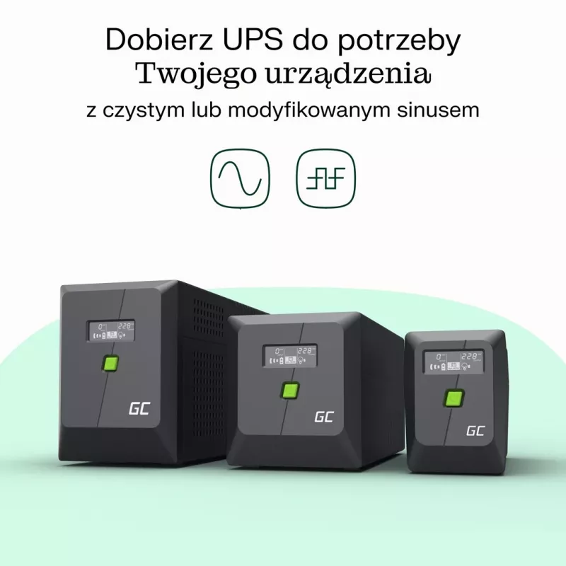 Green Cell USV (USV) Line-Interactive 1 kVA 600 W 4 AC-Ausgänge