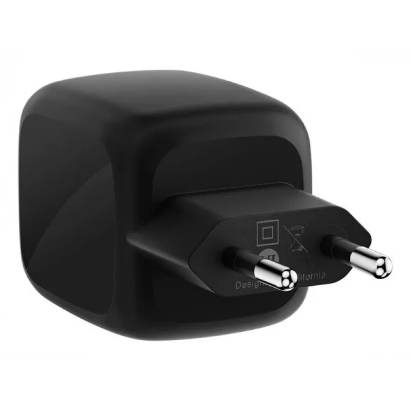 AC Indoor-Schnellladegerät Belkin WCH020kqBK, 2× USB-C, universelle Kompatibilität, Stromschutz, schwarz
