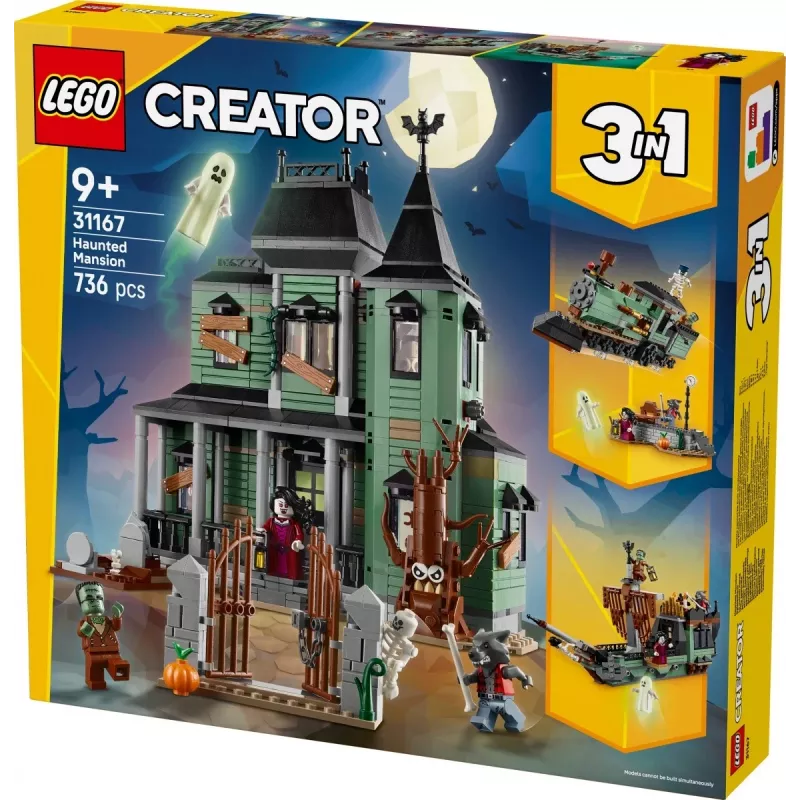 Konstruktionsspielzeug LEGO Creator 3-in-1 Spukhaus Modell 31167 – 736 Teile, 3 Modelle, 5 Minifiguren