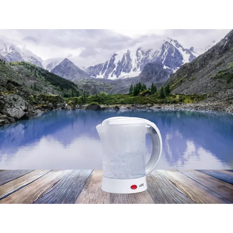 Elektrischer Wasserkocher LAFE LAFCZA45865, Edelstahl, 0,6 L, 600 W, hellgrau, klappbarer Verriegelungsdeckel