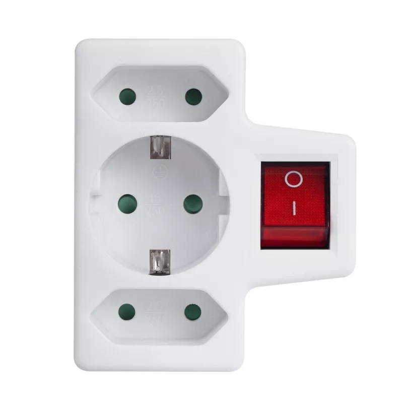 Maclean MCE215 Mehrfachstecker-Adapter, 1x16 A + 2x2,5 A Schuko