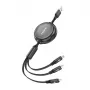 3-in-1 einziehbares Kabel FONENG X113 1,1 m Schwarz — Lightning, USB-C, Micro-USB