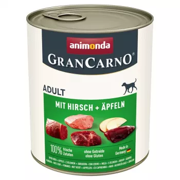ANIMONDA GranCarno Adult Hirsch und Apfel, Nassfutter für Hunde, 800 g
