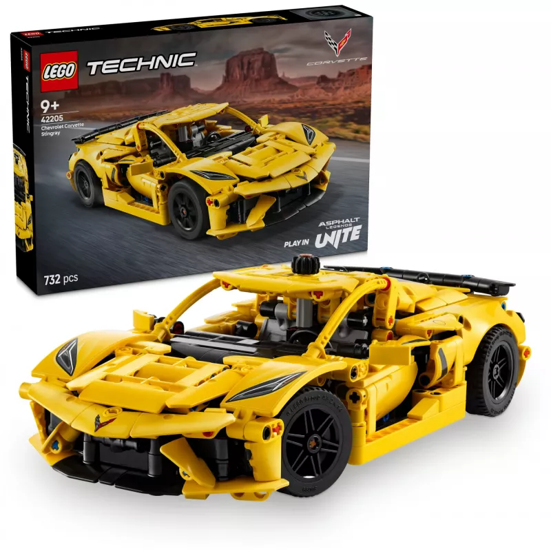 LEGO Technic Corvette Stingray 42205 2-in-1 Cabrio- und Coupé-Modell, 732 Teile, 80×270×140 mm