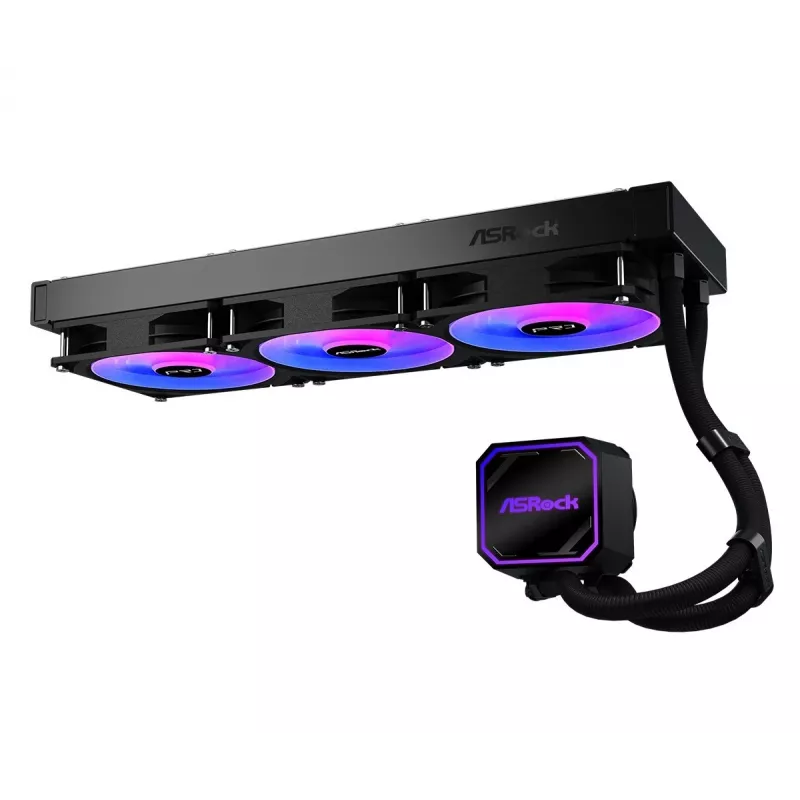 CPU-Kühler ASROCK Pro 360 ARGB Schwarz — ASROCK Modell 90-APRA36-BAAGA6, 360-mm-AIO-Flüssigkeitskühler, ARGB-Beleuchtung