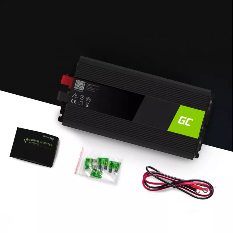 Wechselrichter Grün Cell INV10 2000 W, 12 V DC auf 230 V AC, Typ-C-Ausgang, 50 Hz, schwarz