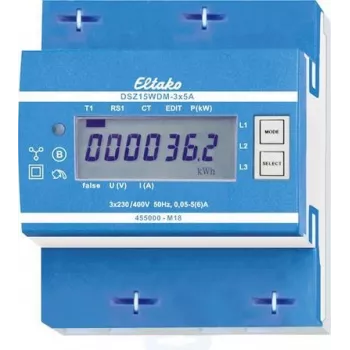 Dreiphasen-Energiezähler Eltako DSZ15WDM-3x5A MID — 3×5 A Eingang, MID-zertifiziert