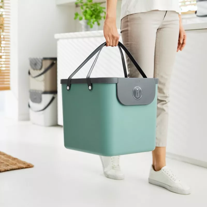 Abfallbehälter rotho Albula 40 L rechteckig Kunststoff, grün, 40 L, 400×358×340 mm
