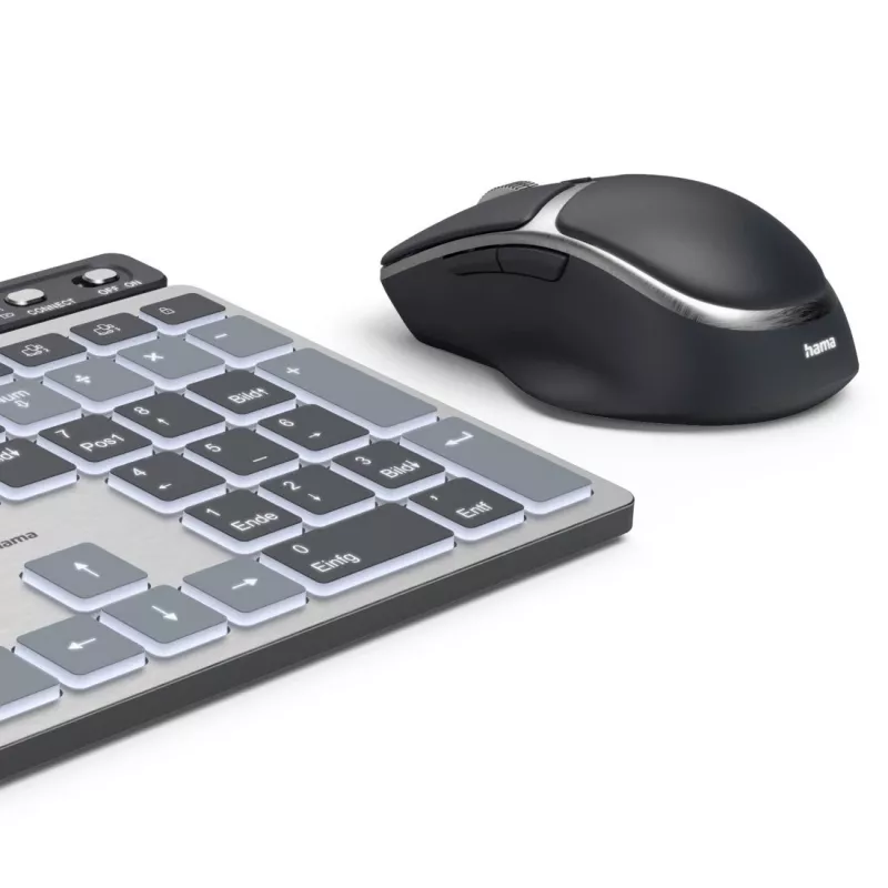 Kabelloses Multi-Device-Tastatur- und Maus-Set HAMA WKM-750 — schwarz, kabellose Konnektivität
