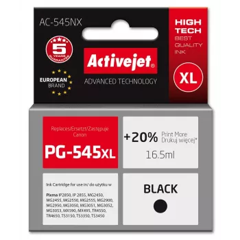 AktiveJet AC-545NX Schwarz kompatible Pigmenttinte, ersetzt Canon PG-545XL, hohe Reichweite 16,5 ml
