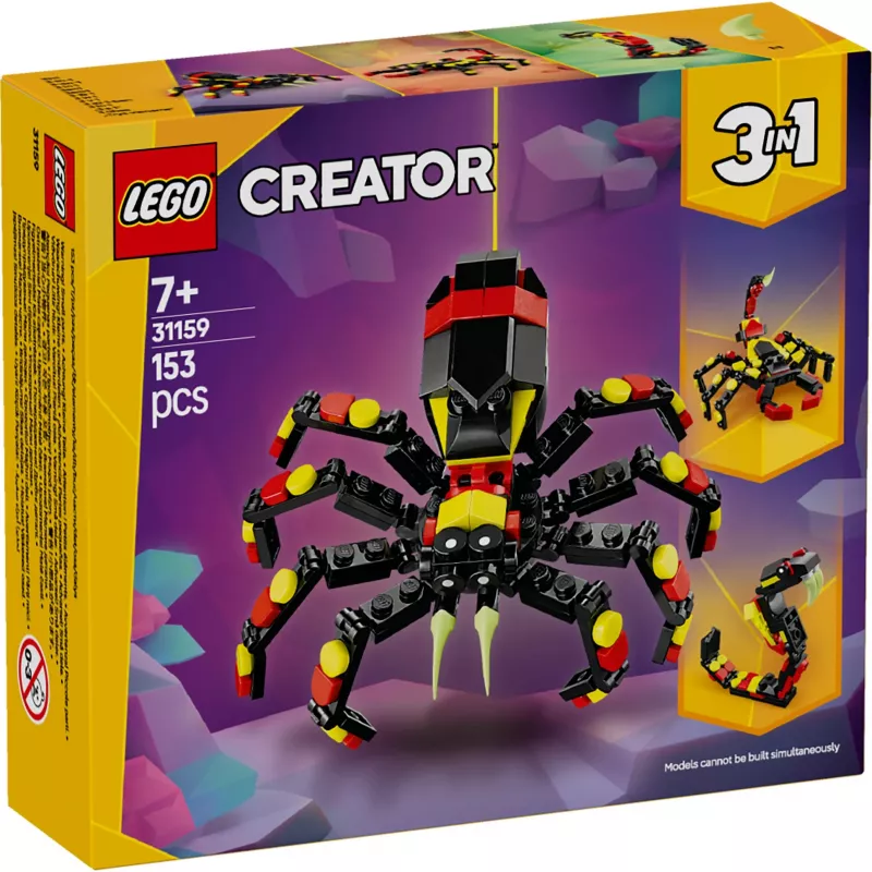 LEGO Creator 3-in-1 baubares Spinnenmodell 31159 — 153 Teile, Alter 7+, 110×150×50 mm